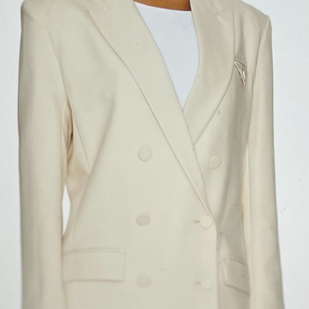 BARDOT Bardot Womens Sloane Knit Business Double-Breasted Blazer in Beige Size L